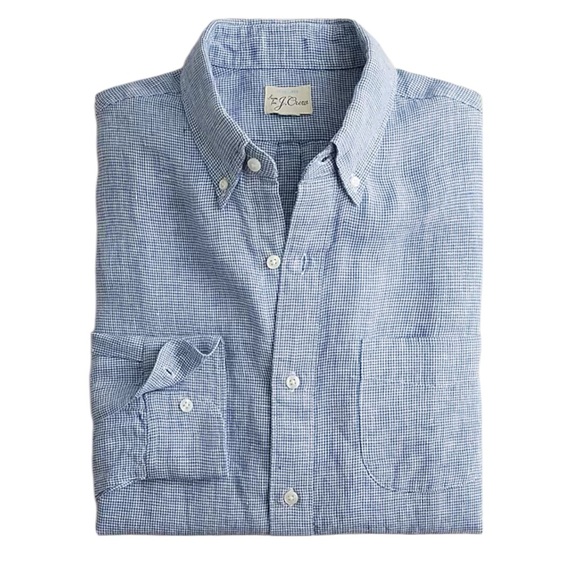 J.Crew Slim Untucked Baird McNutt Irish linen shirt in mini houndstooth spring - Picture 1 of 6